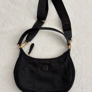 Pinko Black Shoulder Bag with Gold Details